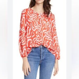 Anthropologie Dolan Orange Semi Sheer blouse
